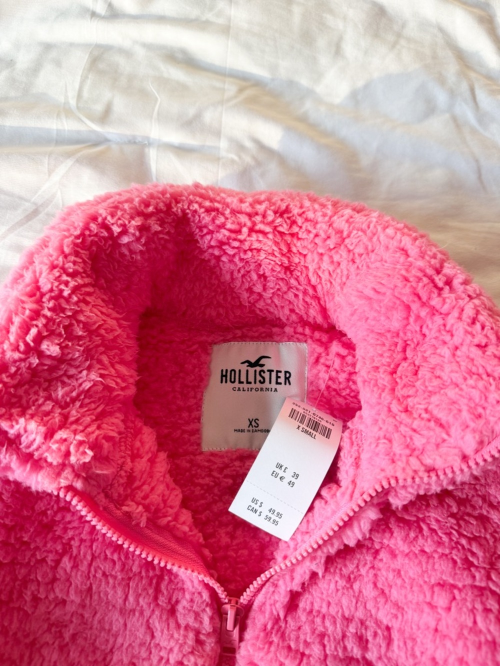 Hollister Pink Quarter Zip Sherpa Sweatshirt Size XS - Picture 3 of 3